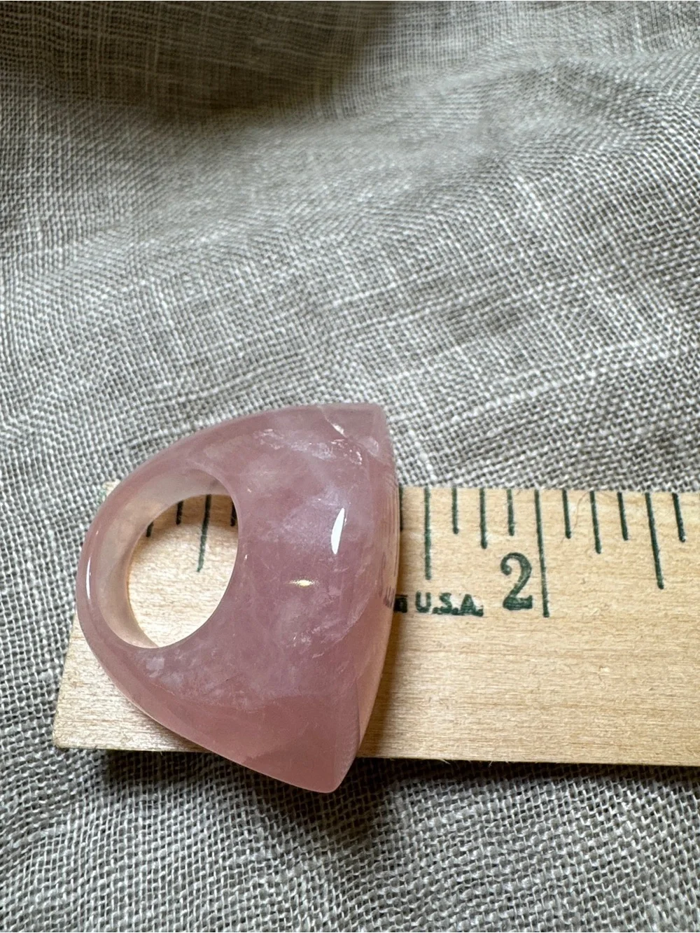 Genuine Rose Quartz Chunky Statement Ring Size 7